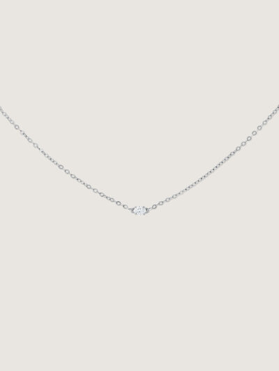 Oval Diamond Necklace (White Gold)